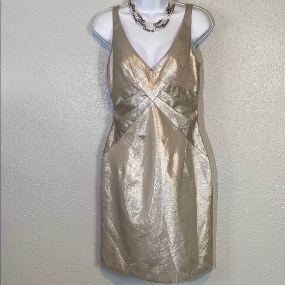 Karen Millen Silver Pleated Sheath Cocktail Dress - Picture 4 of 7